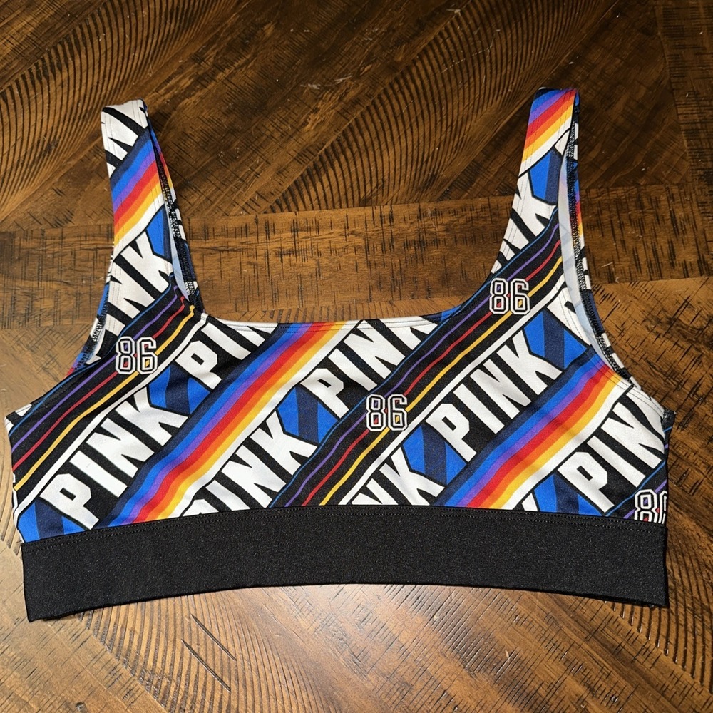 Pink Victorias Secret Sports Bra Womens Large Multicolor Pullover